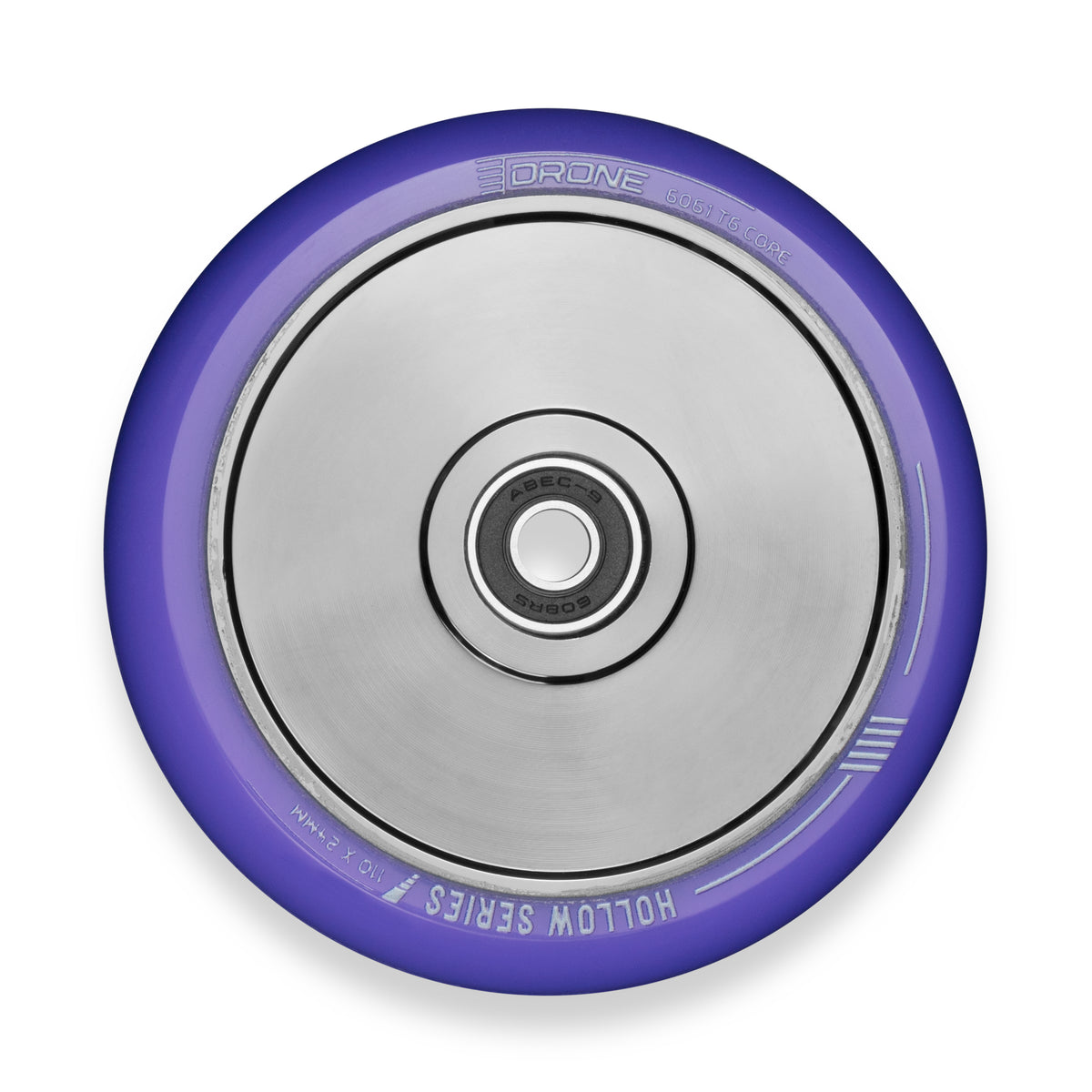Drone Hollow Series Scooter Wheel - 110mm - Smoked Chrome/Purple