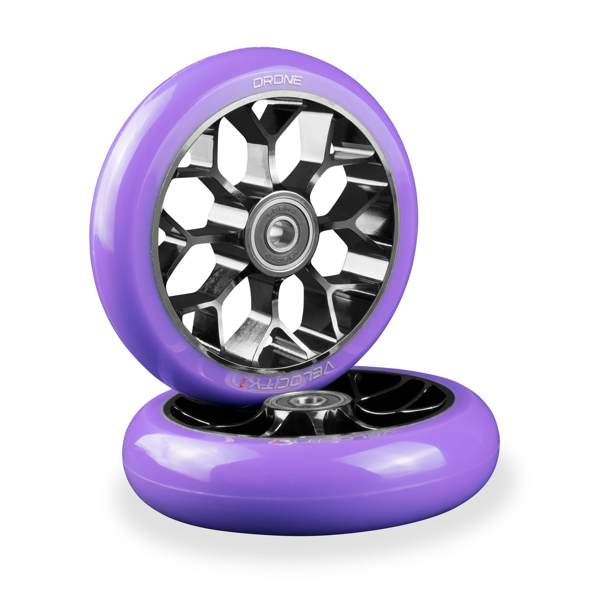 Velocity 110mm Spoked Super-Light Wheel - Smoked Chrome / Purple